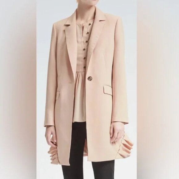 NWT Banana Republic x Olivia Palermo |Women's Ruffle Accent Coat Wispy Pink S - Picture 6 of 7